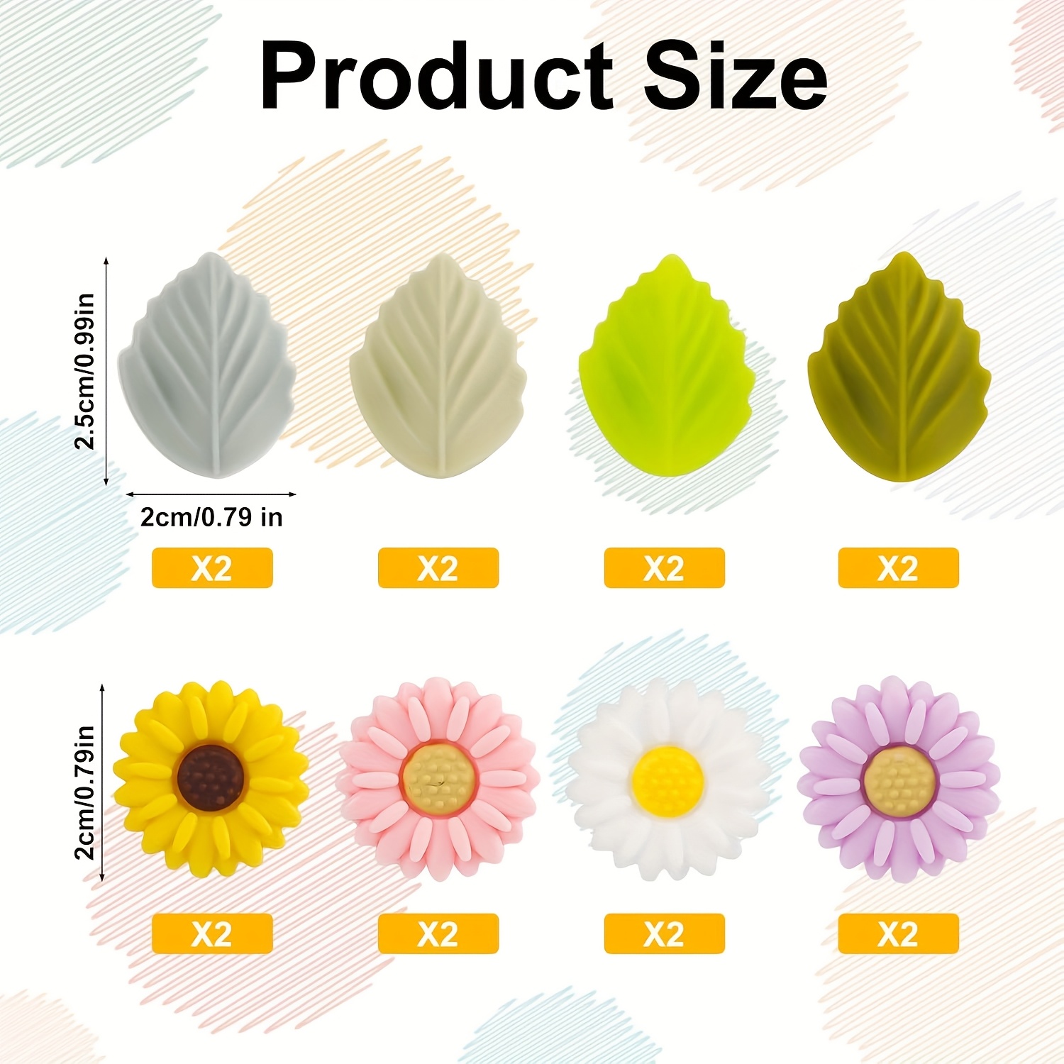 16pcs Knitting Needle Stoppers, Daisy Leaves Knitting Needles Point Protectors Colorful Knitting Needle Caps For Knitting Sewing Quilting Crocheting Diy