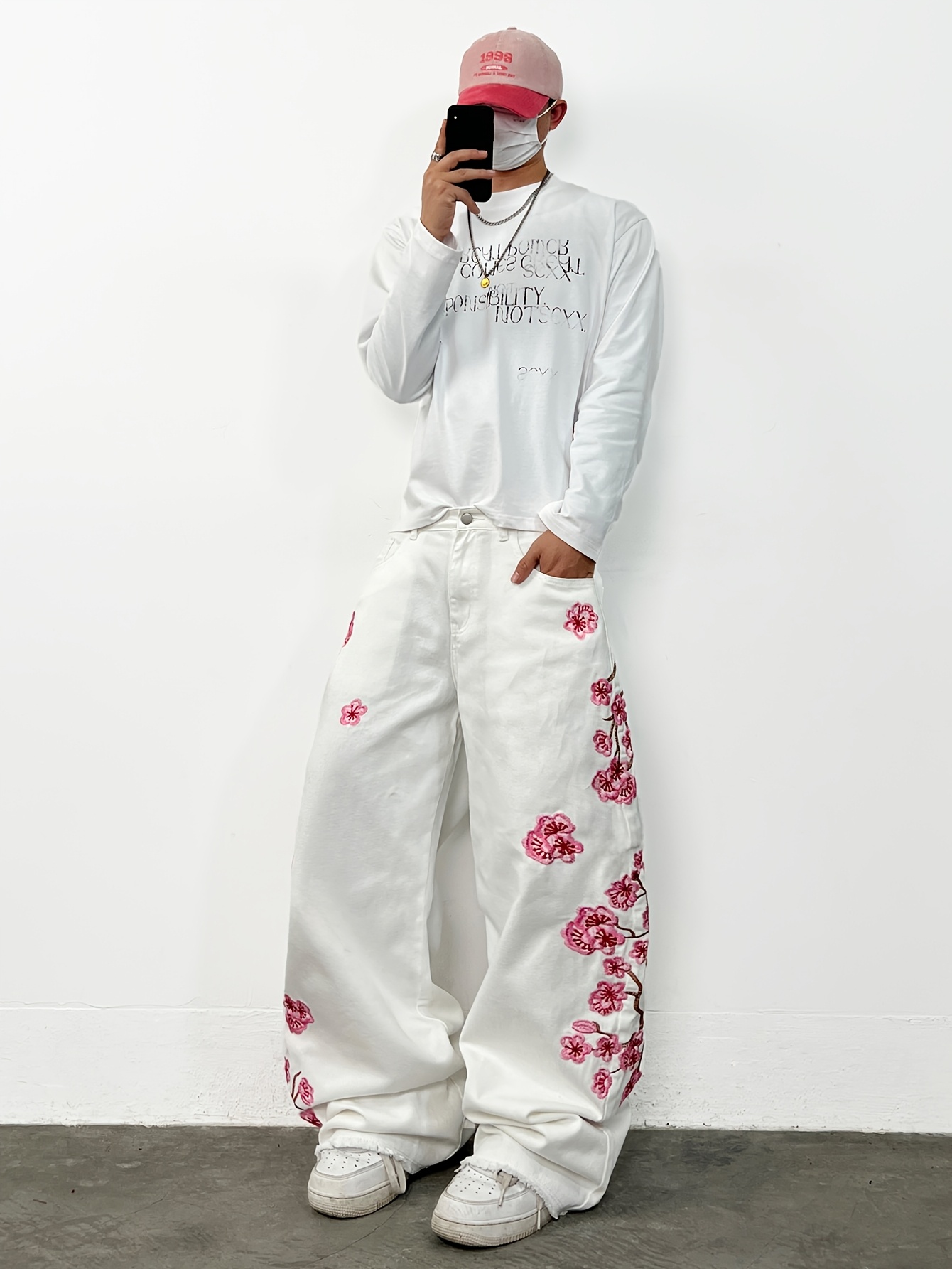Y2K White Jeans Men | EDWIN White Swag Denim Baggy Pants y2k
