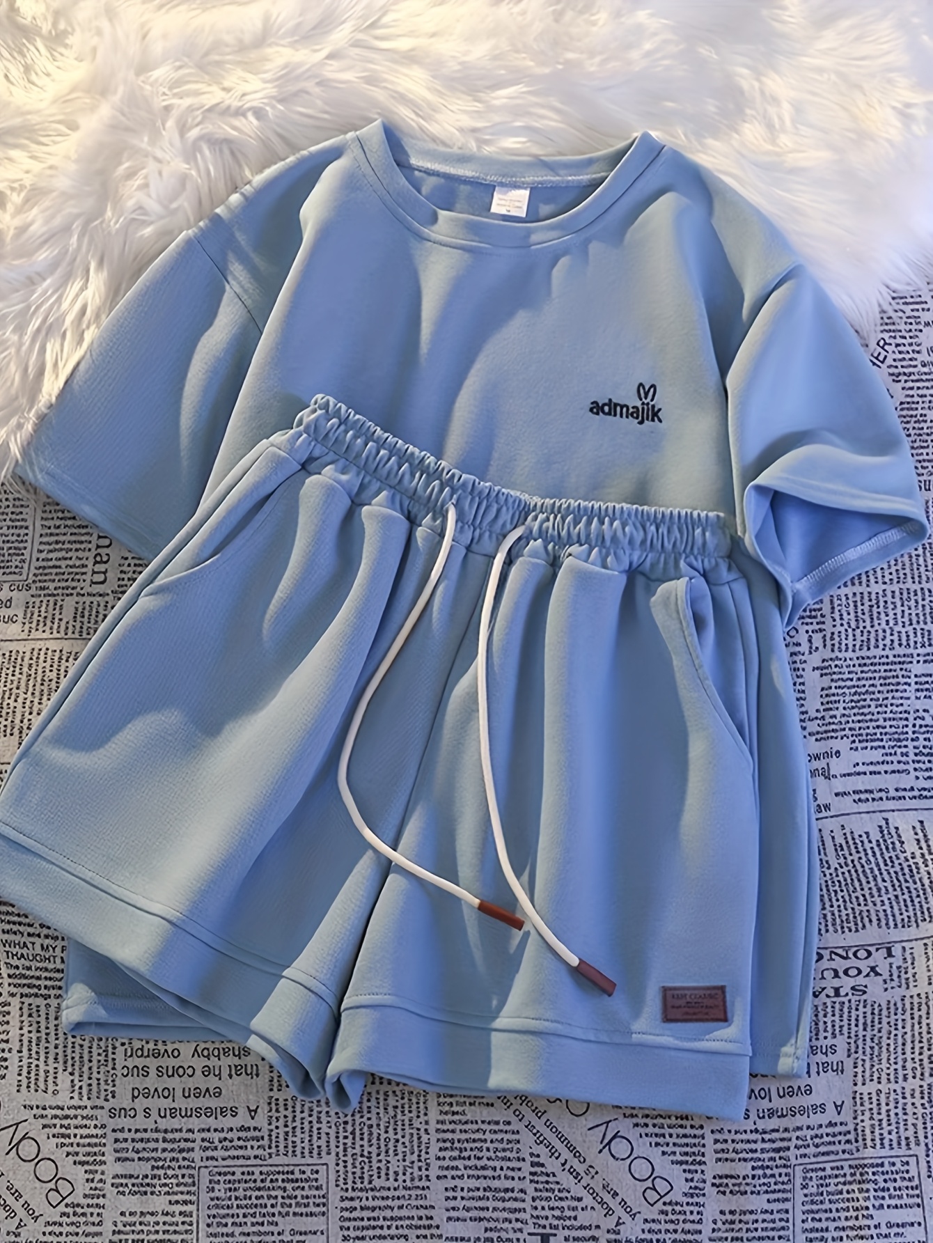 breathable short sleeve shorts set embroidery design Temu Bahrain