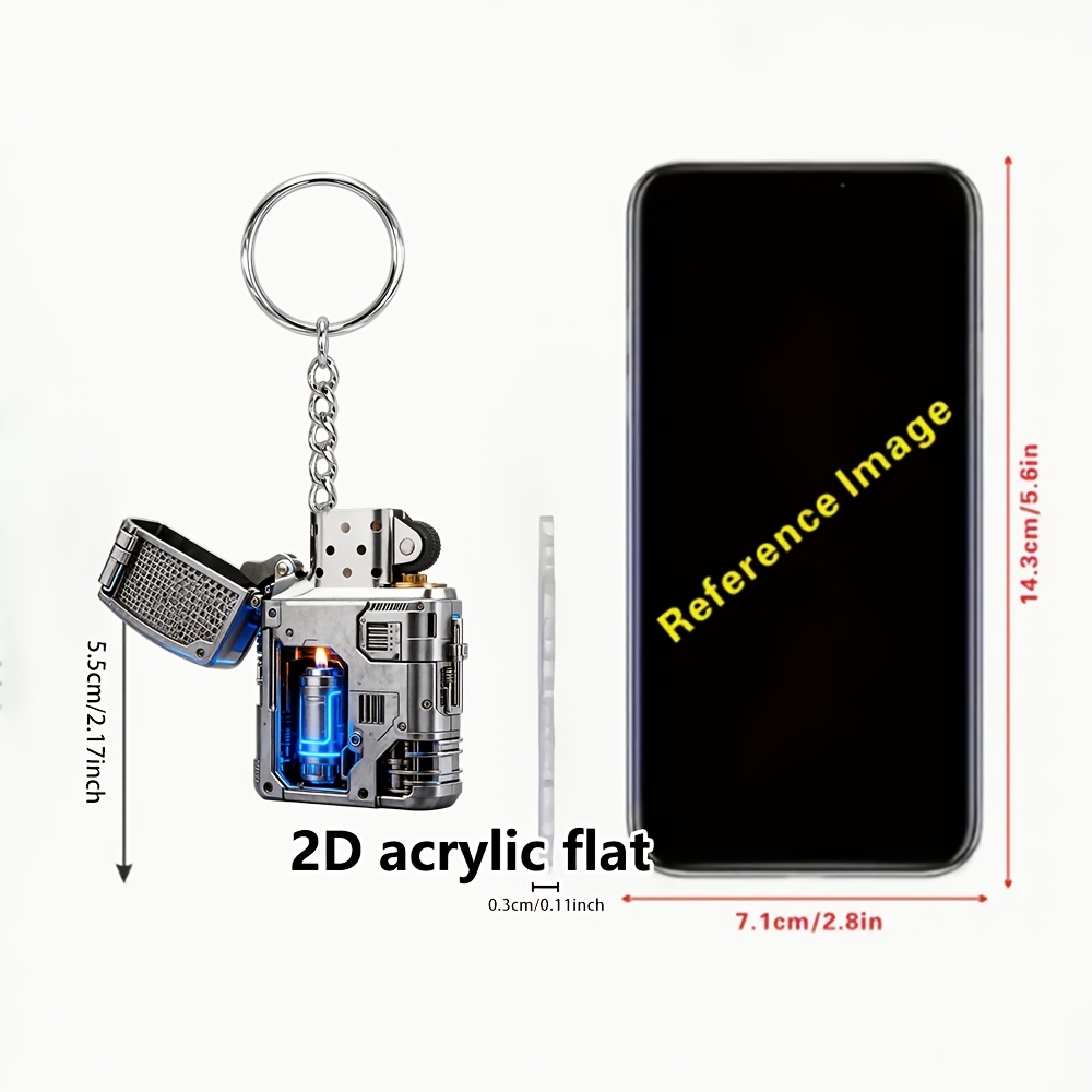 TEMU 2d Flat - 1pc 2d Flat Lighter Acrylic Keychain | Exquisite And Compact Fashion Accessory And Fun Trinket | Perfect Creative Gift For Decorating