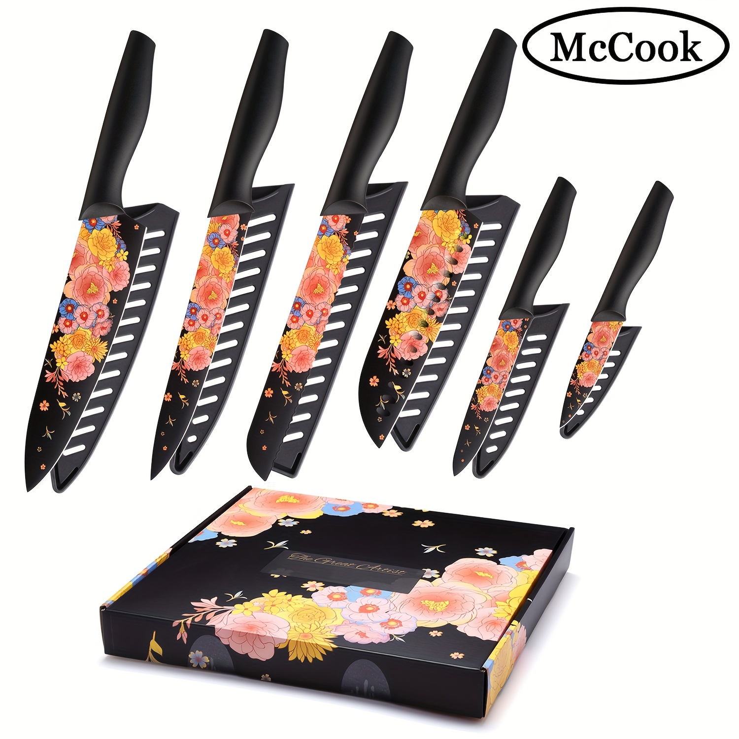 

Mccook Mtea67 12- Knife Set, And Steel Knives Guards, 6 Knives 6 Knives For