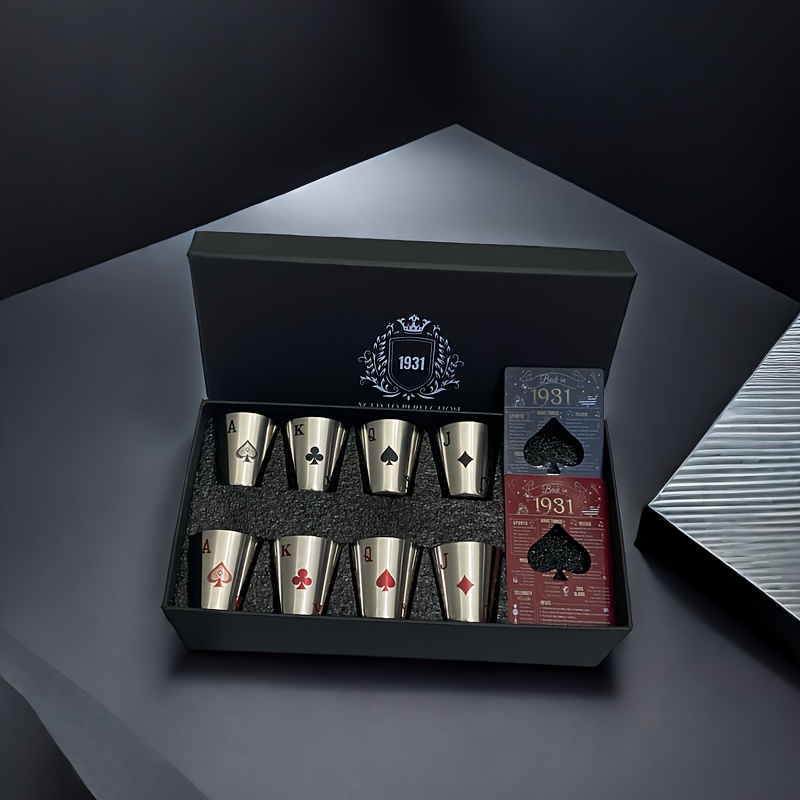 TEMU Of 8 Whiskey Glasses And 2 Bottle Openers, Stainless Steel Whiskey Glasses, Bottle Openers, Gifts, Holiday Greetings, Souvenirs