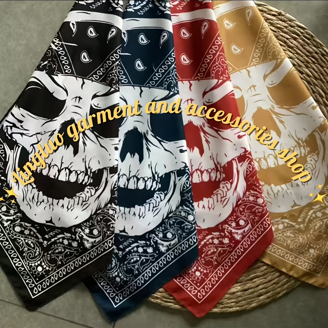 mens womens vintage boho skull print bandana scarf soft - Temu