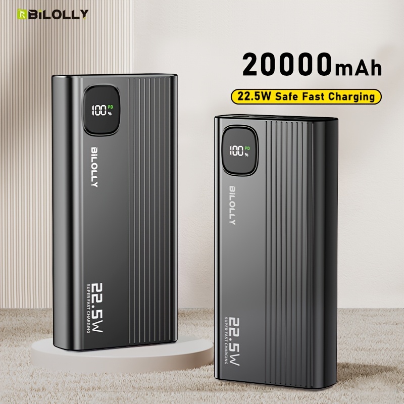 TEMU High-capacity Portable Power Bank 22.5w Fast Charging Power Bank Dp 20w Bidirectional Fast Charging Real-time Battery Level Display Features 2