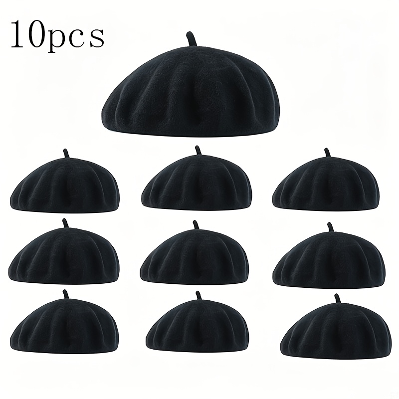 TEMU 10pcs Bonnets d'automne-hiver pour femmes, Chapeaux de peintre ronds rétro décontractés et polyvalents pour femmes, Bonnets , Adaptés aux fêtes,