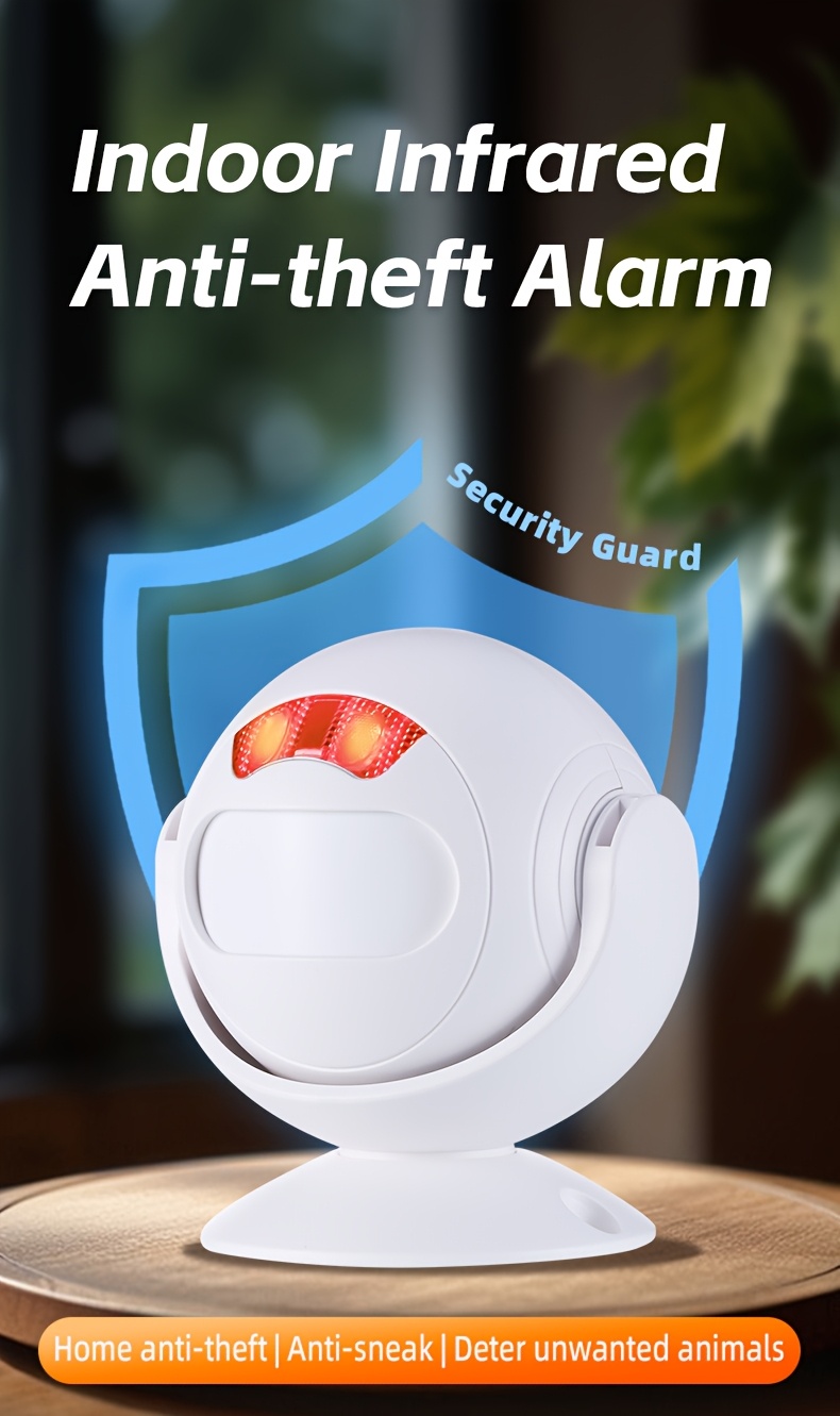 Sistema de Alarma de Seguridad Inalámbrico con Detector de Movimiento Infrarrojo y Timbre - Alimentado por Batería/USB de Doble Uso, Seguridad Inteligente para el Hogar con Alertas en Tiempo Real, Control Remoto