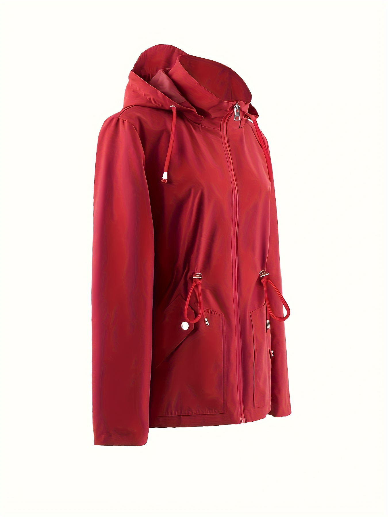 Trench coat con cappuccio e cerniera, Giacca casual a maniche lunghe per autunno e inverno, Abbigliamento femminile 2