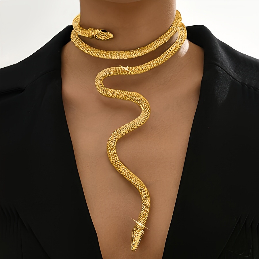 

Snake-inspired Mesh Chain Necklace For Women - Versatile, Bendable Design For Casual Attire Or Parties