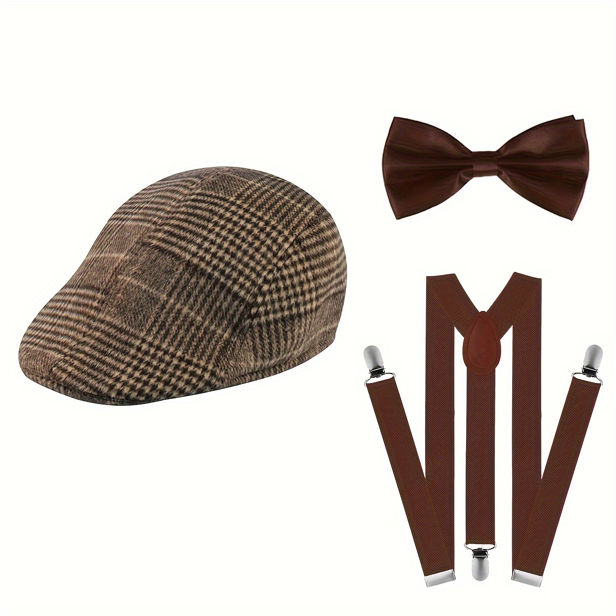 TEMU 1920s Accessory Set: Hat, Y- Suspenders, Pre-tied , Tie For And Halloween