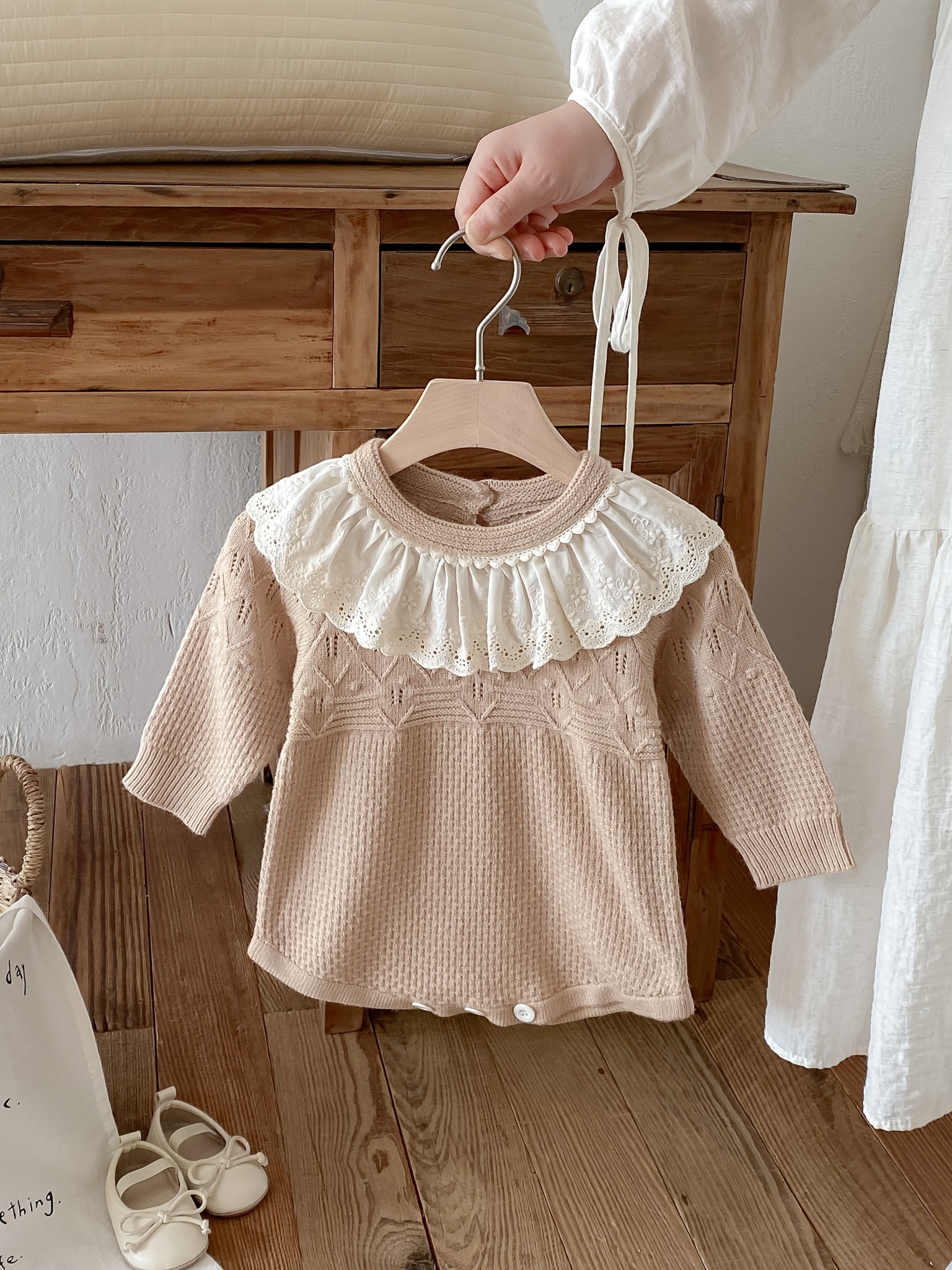 Baby Girl Christmas Sweater Dress - Long Sleeve Knit Ruffle Dress For Toddlers