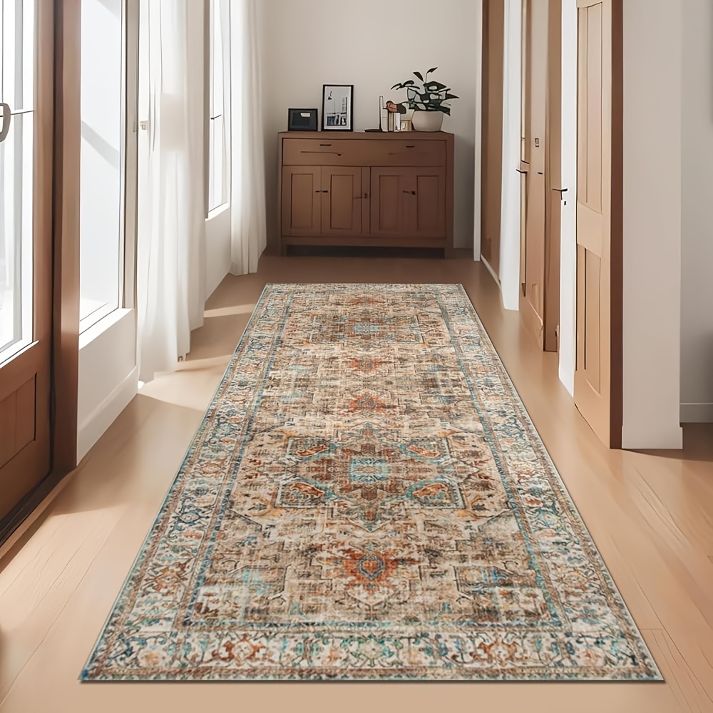 Image of Vintage Area Rugs For Living Room 200x300cm Non-slip Bedroom Rugs Machine Washable Area Carpet Low Profile Floor Carpet For Indoor Kitchen Dining Room Playroom (terracotta)