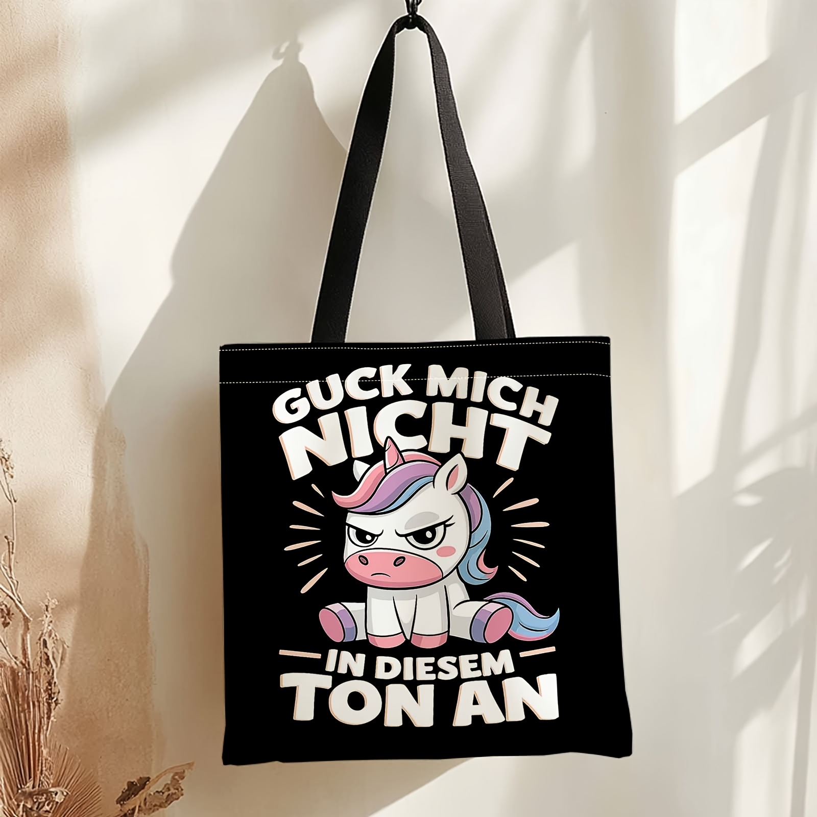 E-shop Anime Einhorn & Ger Text Druck Retro Rucksack - Großes Fassungsvermögen, Langlebige Buchtasche geeignet für Reisen, Arbeit, Einkaufen,