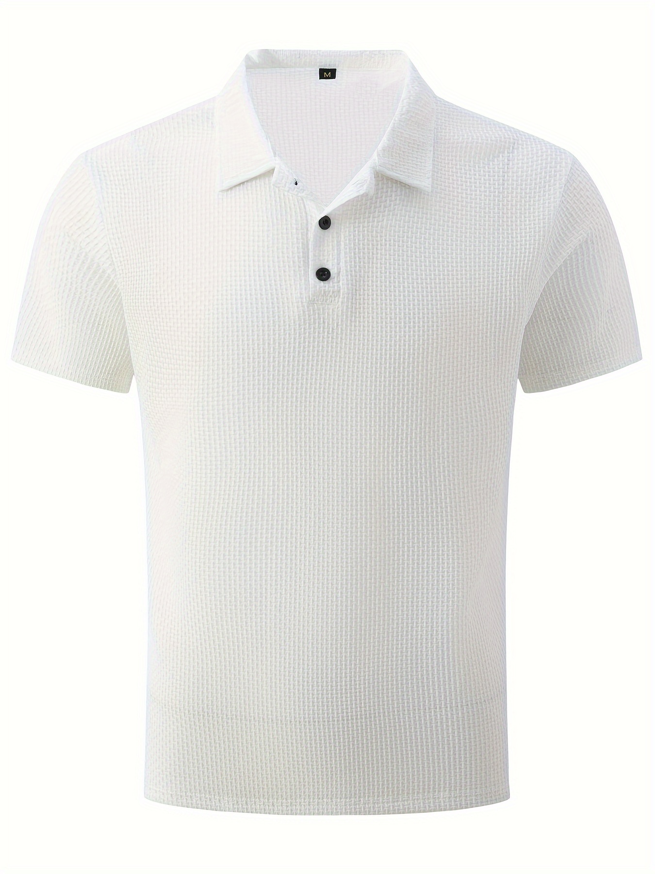 Solid Color White Simple Style Men's Lapel Short Sleeve - Temu