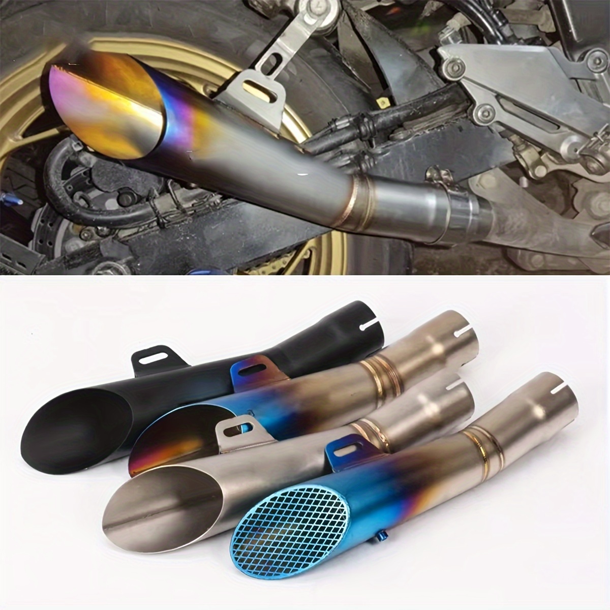 1pc 51mm stainless steel universal motorcycle exhaust pipe compatible with street motor scooters modified performance upgrade accessory details 0
