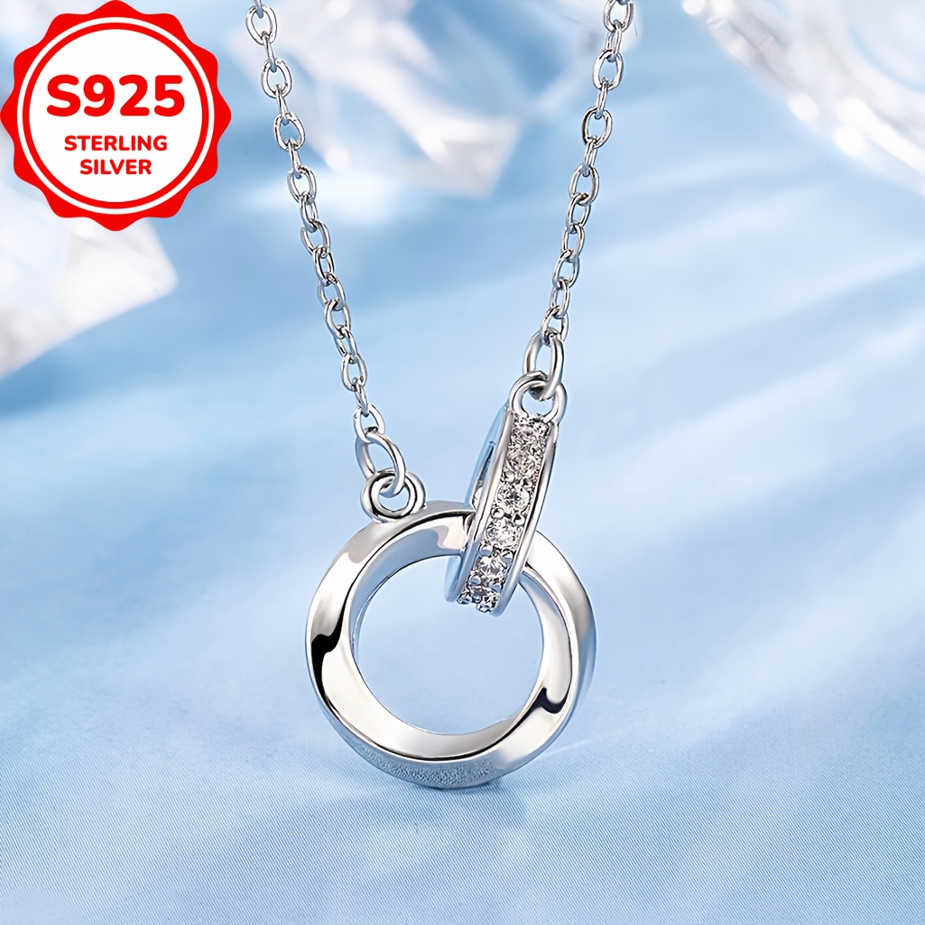 

Sterling Silver 925 Ring Pendant Necklace For Women, Vintage Style, Silver Plated, Daily & Gift Occasion, Jewelry