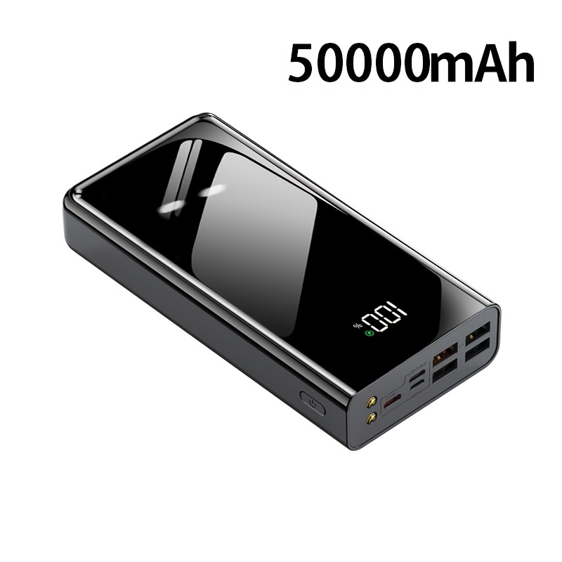E-shop 50000mAh Powerbank mit schnellem Aufladen, hoher Kapazität, Beleuchtung/LED-Power-Indikator, 4 USB-Anschlüsse, Type-C-Anschlüsse, tragbare