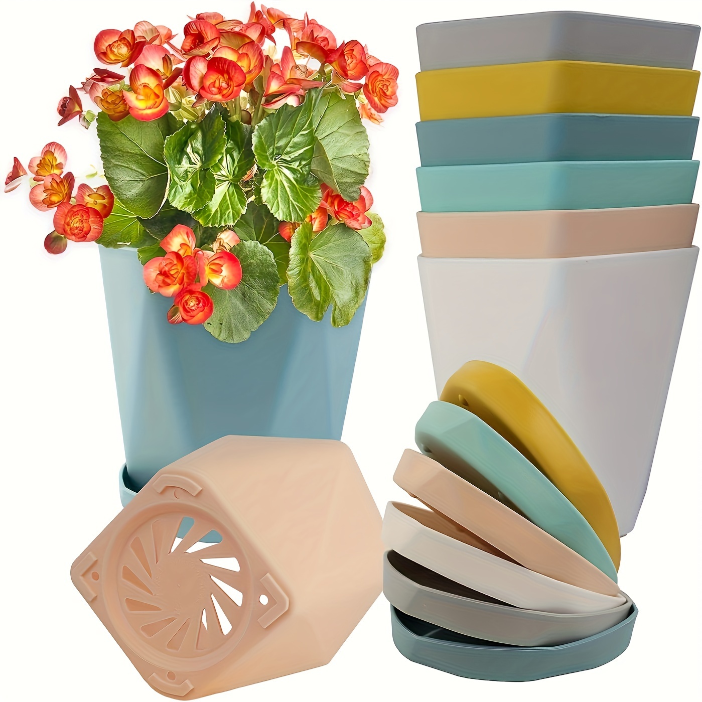 

3pcs/Set, Pot de fleurs coloré, Pot de fleurs en plastique épais pour balcon avec trou de drainage, peut être utilisé à l'intérieur et à l'extérieur, Pot de fleurs pratique avec base