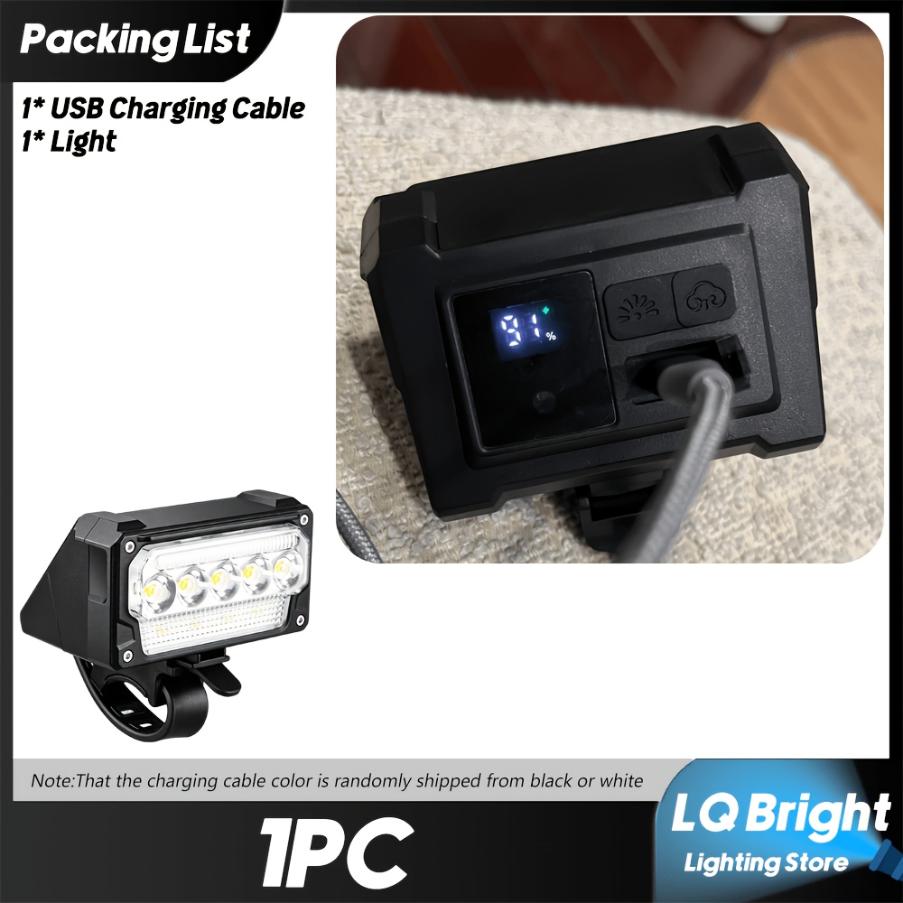 TEMU 1pc Front Light With 5 Lighting And 5 Led Bulbs; Usb Rechargeable; Ideal For Night Mountain Bikes And Road Bikes; Illuminates During Nighttime