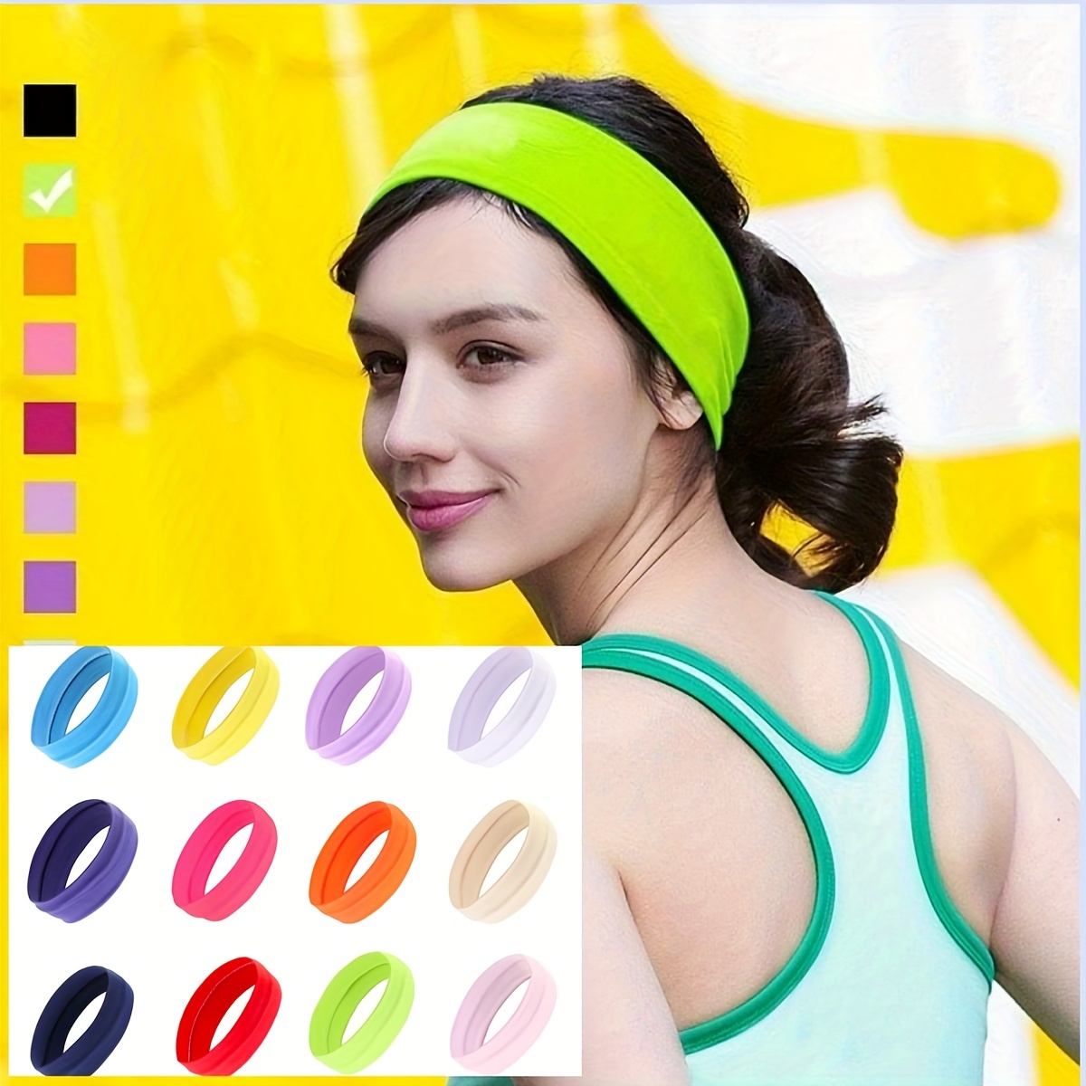 

10-pack Elastic Sports Headbands For Women, Stretchy Non-slip Candy-colored Hairbands, Comfortable Fashionable Sweatbands For Fitness Yoga Running Cycling
