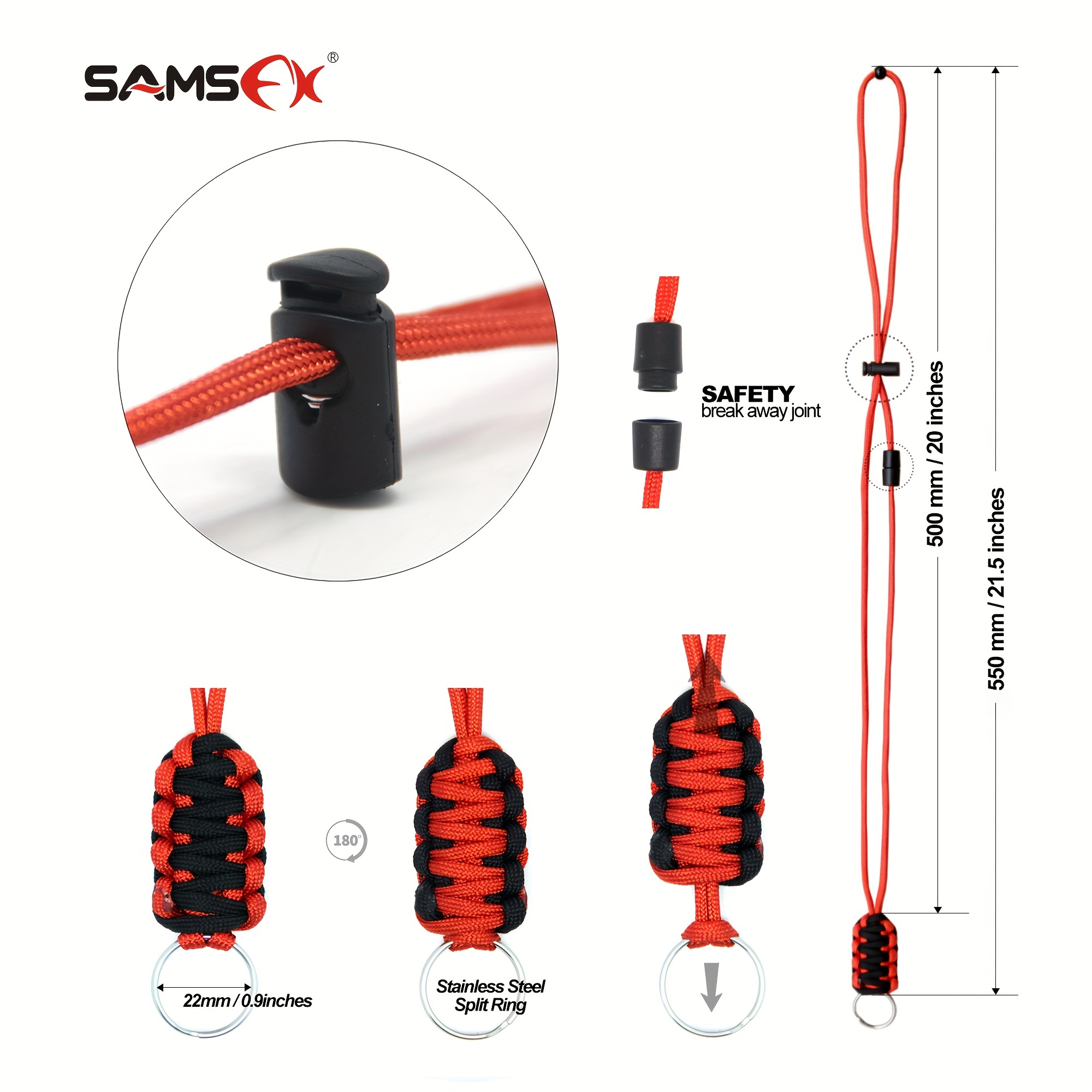 SAMSFX Fishing Pliers Fishing Gear with Rubber Handle, Lanyard