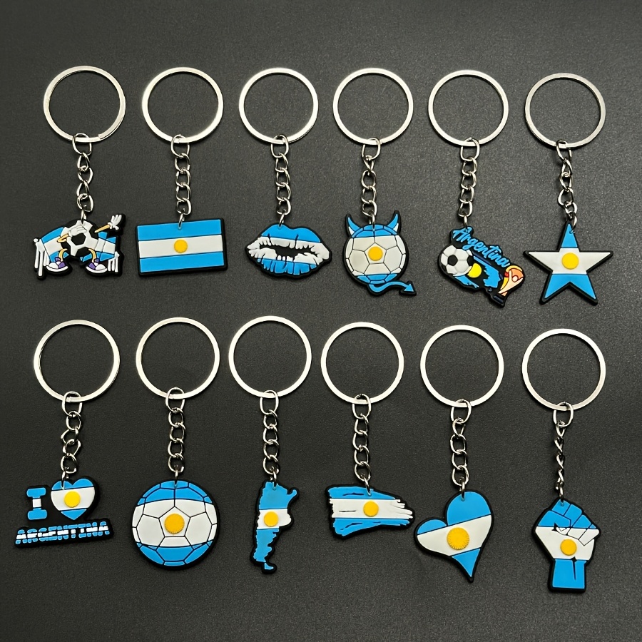 TEMU 12pcs Creative Cartoon Argentina Football Series Keychain Pendants, Bag Hanging Ornaments Car Pendant Fashion Small Gift