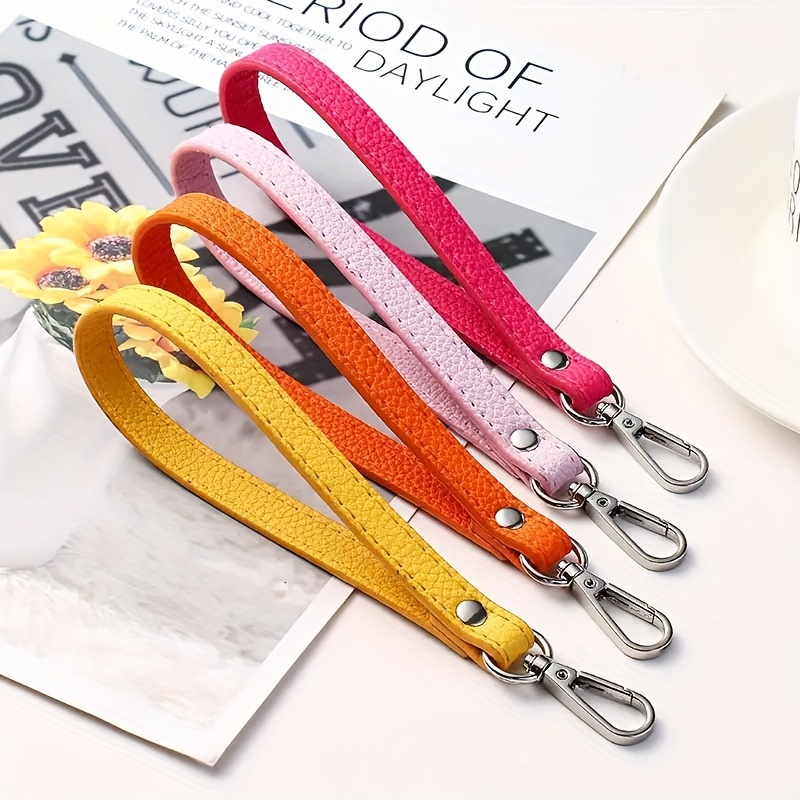 

1 Pc Pu Leather Detachable Wrist Straps With Silver Buckle For Handle Bags, Wallets, Purses, Colorful Hand Key Lock Lanyard Straps For Handbags & Shoulder Bags, Stylish Accessory