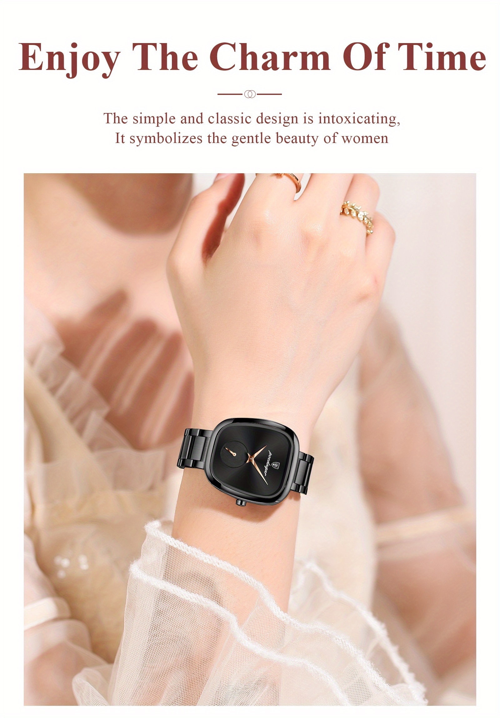 POEDAGAR Ultra-thin Stainless Steel Square Waterproof Quartz Wristwatch | Elegant and Exquisite Korean Style, Fashionable Luxury Ladies Watch with Non-rechargeable Battery