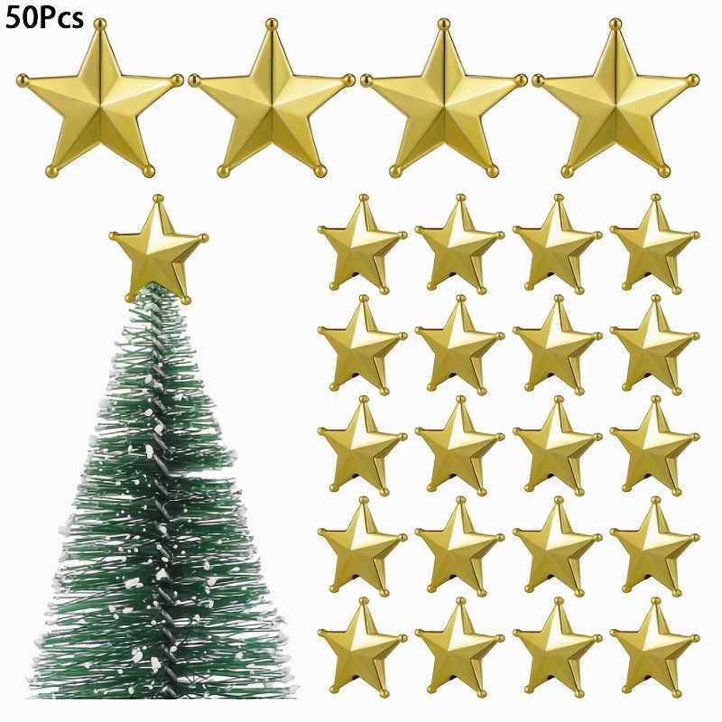 TEMU 50pcs Christmas Star Decorations, Mini Center Decorations, Suitable For Christmas Tree Decoration - Tale Decoration, Decoration, Festival ,