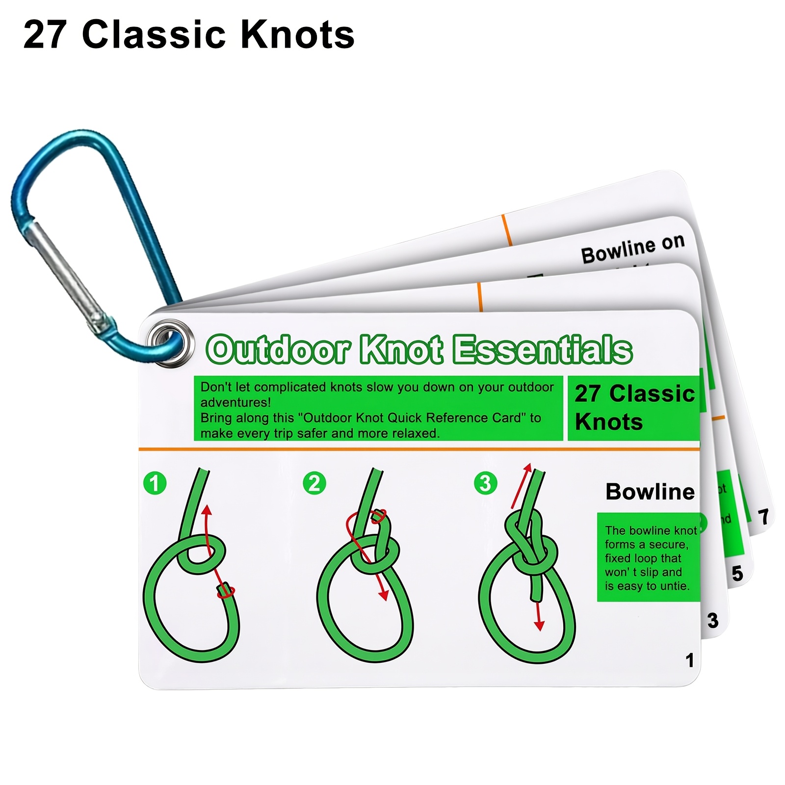 Image of Outdoor Knots Reference Guide - Includes 27 Essential Knots For All Types Of Rope Tying, With A Mini Storage . Ideal For Survival Kits, Boating, Camping, And Emergency .