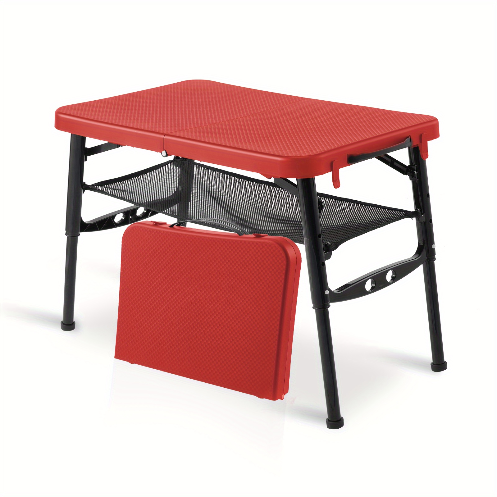 

Small Folding Table Portable For Camping - Adjustable Height Lightweight Foldable Table With Nets For , Picnic, Beach, Travel