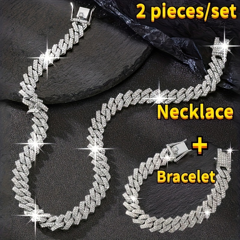 Y2K Cuban Link Chain Necklace Set