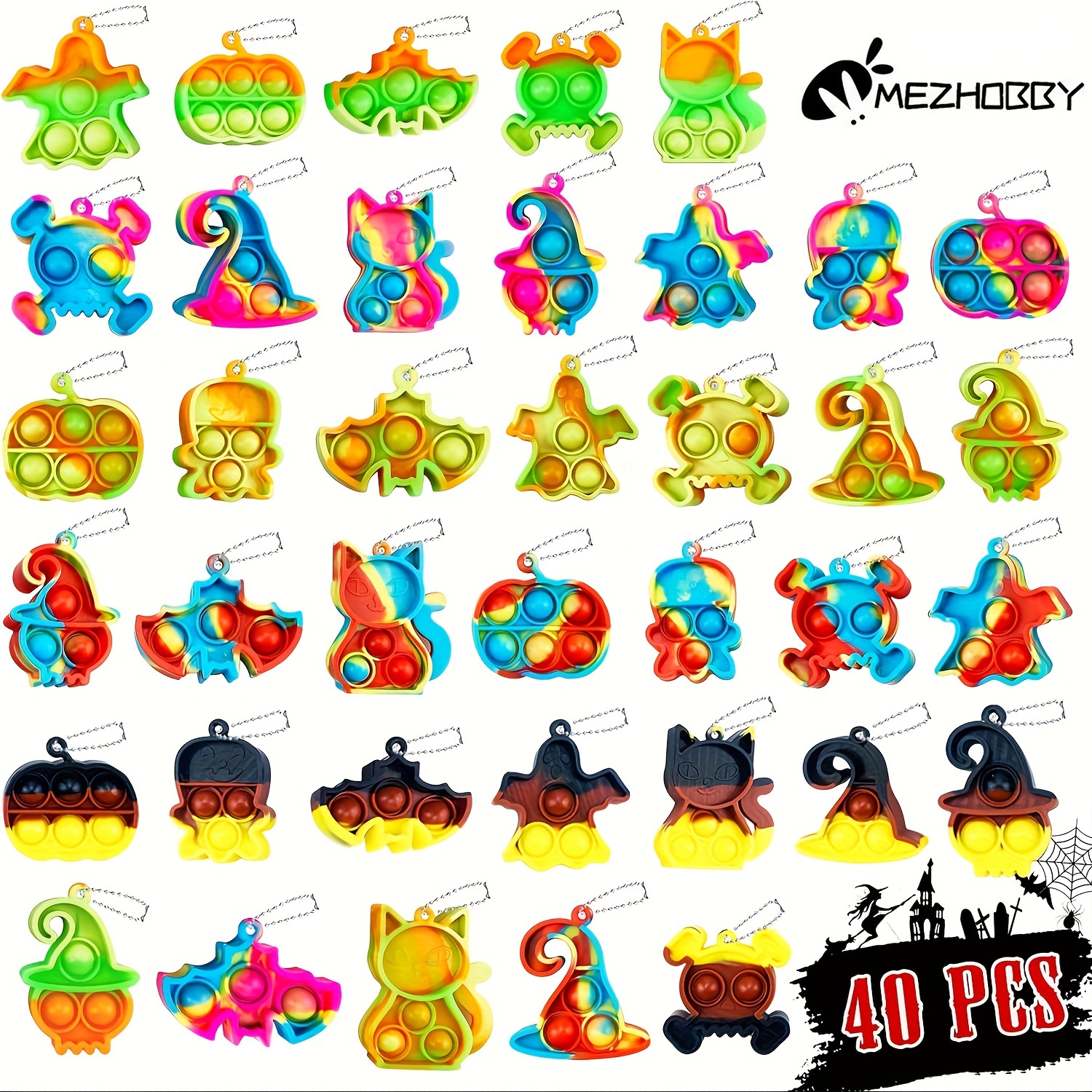 

Mezhobby 40 Pcs Pop Keychain Fidget Toys Pack, Party Favors Supplies, Mini Pop Toys Bulk, For Kids Girls And Boys, Treat Bags.