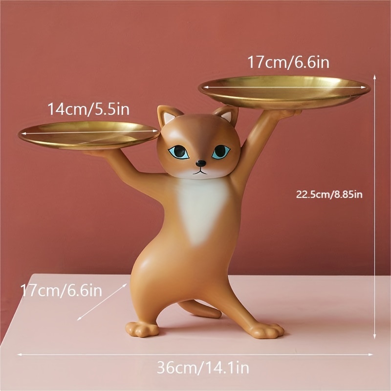 Slowtee Resin Cat Decorative Tray Figurines, Enchanting Dancing Funny Cat  Statue Trays for Home/Bedroom/Office Entrance Table Decor, Cat Sculpture  for