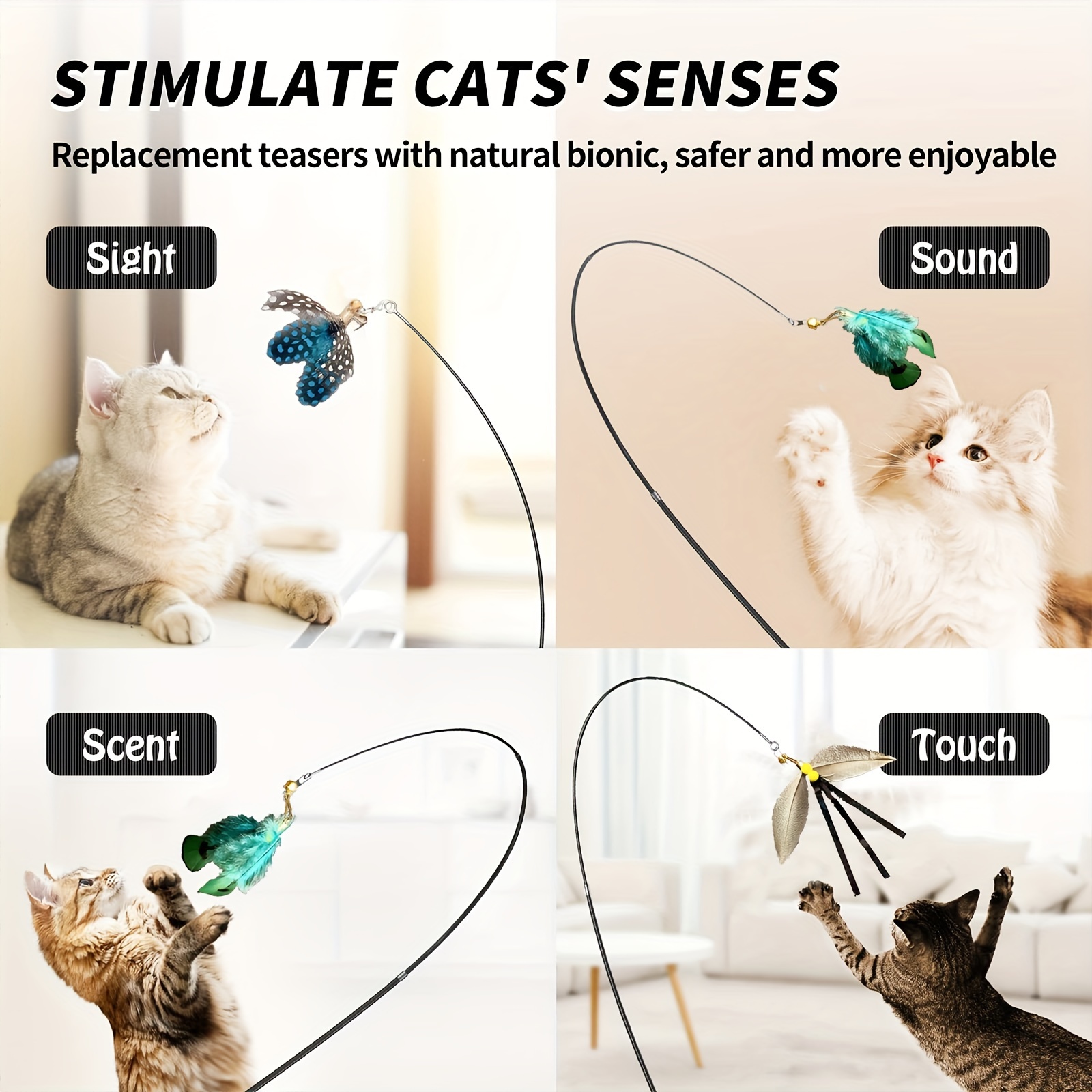 

3pc Interactive Cat Set Telescopic , 70- Safe - Engages , Auditory, , And , Patterned, Plastic, Uncharged Manual , For And