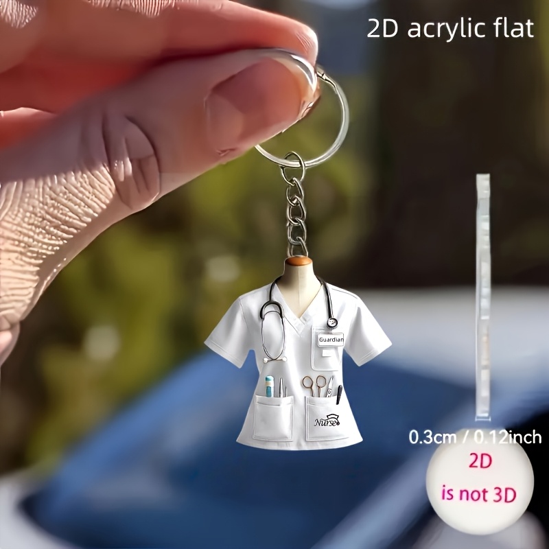 TEMU 2d Flat Acrylic Nurse Uniform Pendant, Supports Name Customization, Lightweight And Portable, Exquisite And Versatile Style, Used As A Keychain,