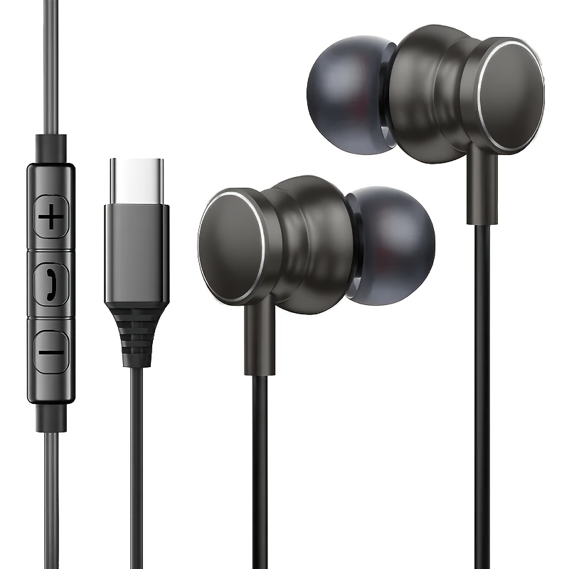 TEMU Nouveaux écouteurs filaires pour musique et jeux, prise jack à numérique Type-C avec microphone et du volume, écouteurs -auriculaires HiFi à