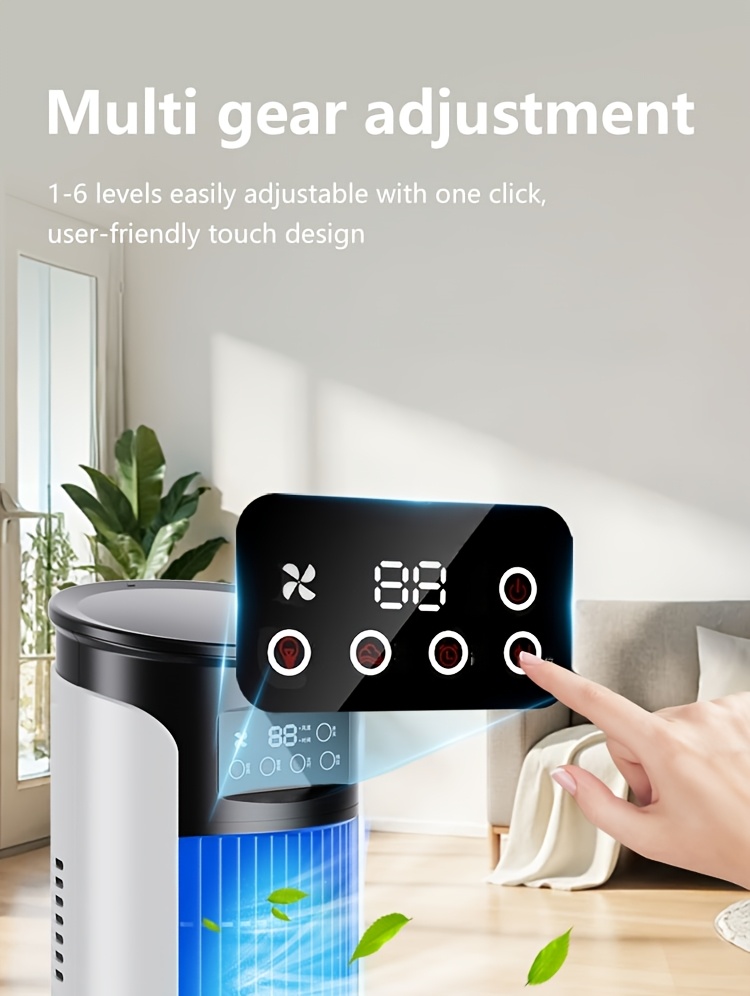 Portable 3-in-1 Water-cooled Air Conditioner with Two Ice Packs, Equipped with a Humidifier, Featuring Dazzling LED Lights and a Fan. Built-in USB Cooling Unit with a 450ml Large-capacity Water Tank, Supports 6-speed Wind Adjustment, and Adjustable