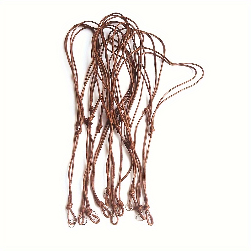 Image of Brown Color 5pcs/10pcs Adjustable Rope Hemp Cord String Knot Chain Necklace With 201 201 Stainless Steel Connectors For Necklace Jewelry