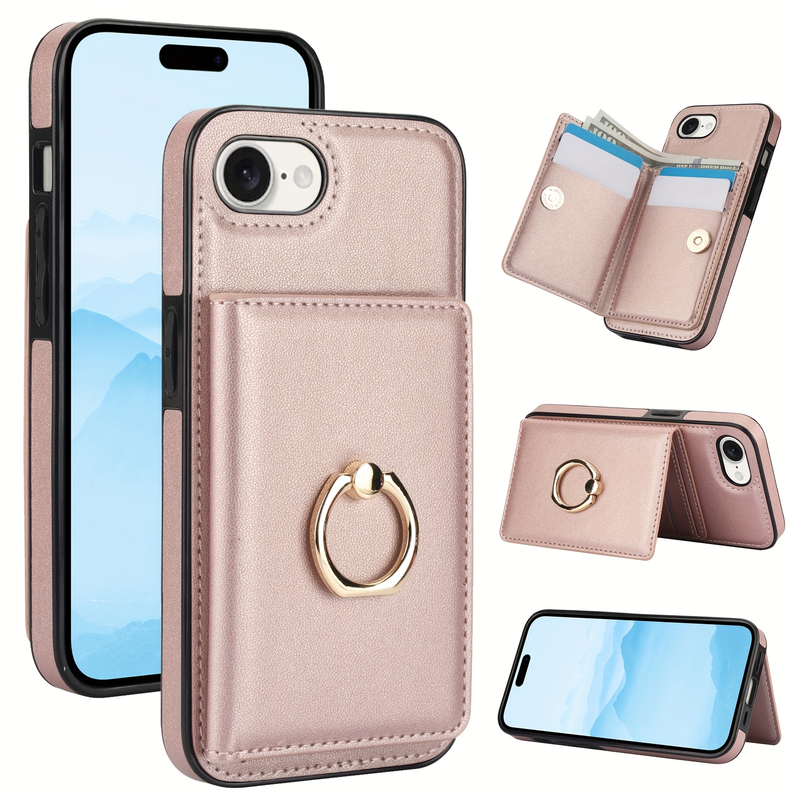 360° Rotation Ring Kickstand Wallet Case with Magnetic Clasp, Durable Shockproof Cover for iPhone 15 14 13 12 11 Pro Max SE 2022 with Card Holder - Image 15