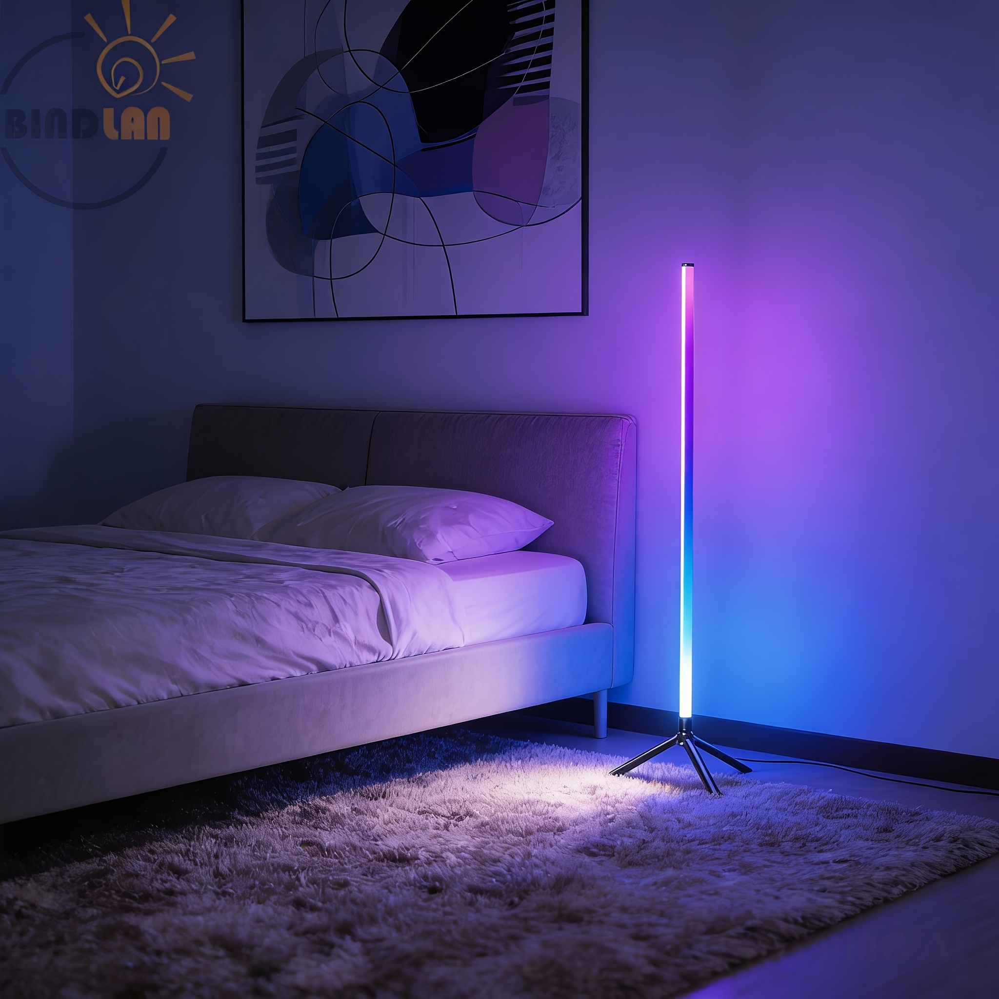 RGB Floor Lamp with Music Sync, 20 Dynamic Lighting Modes for Gaming Room & Content Creation, USB Powered Ambient Light for Modern Decor, Plug and Play Design