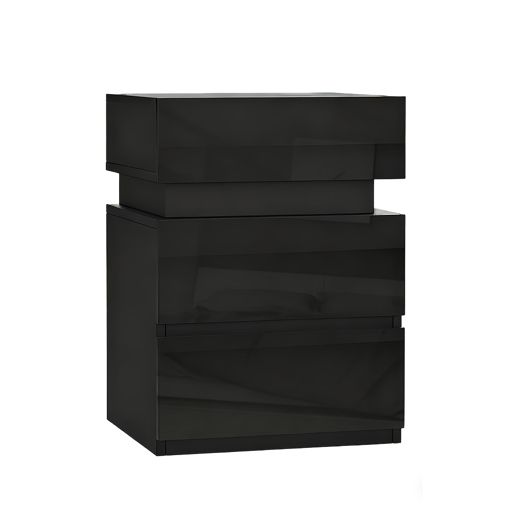 Image of A Two-tiered Bedside Table With A Drawer, Suitable For Living Rooms And Bedrooms, 35x40-55cm, Black, Bed Room Decor, Side Table For Couch