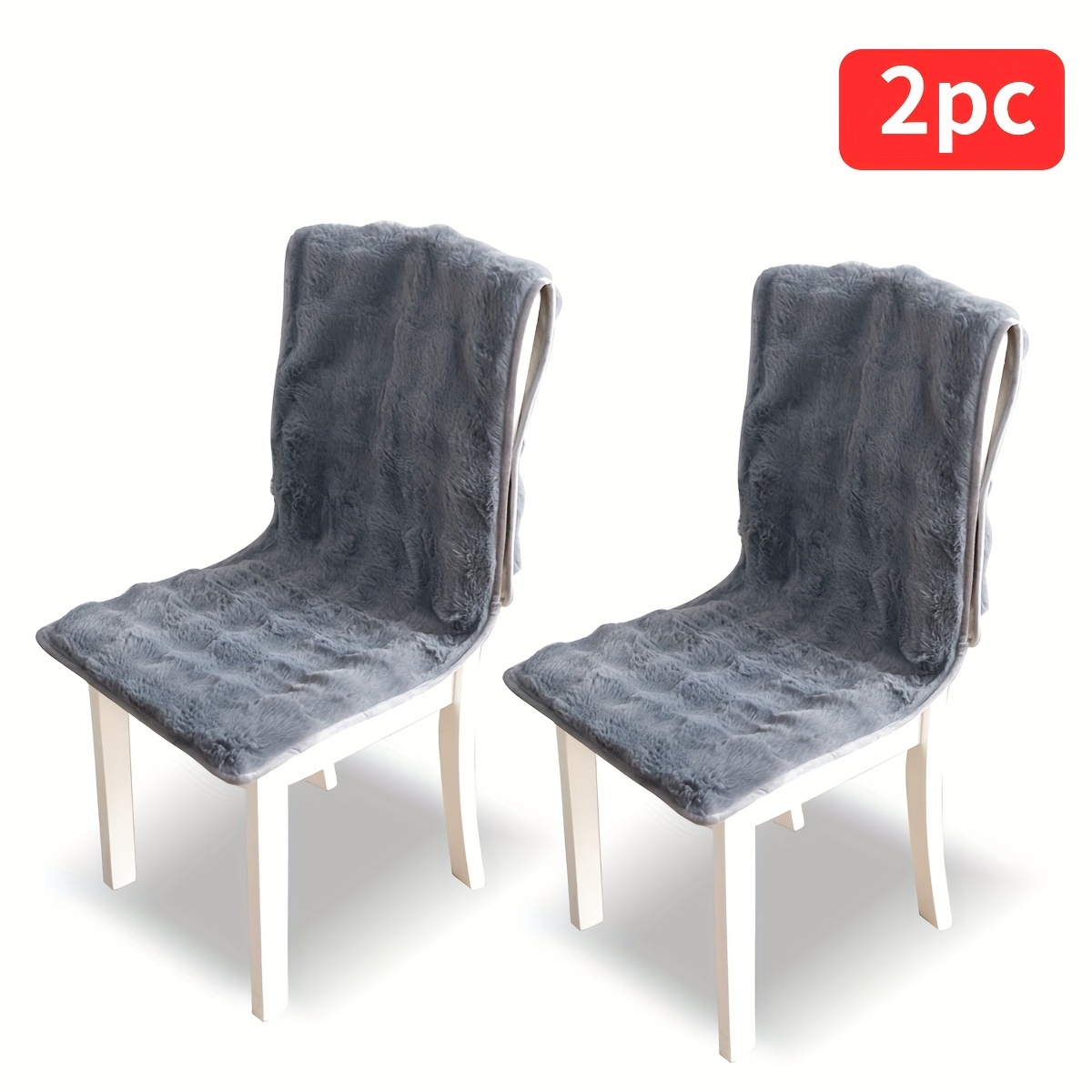 TEMU 2pcs/4pcs Long Plush Non-slip Chair Covers, Non-slip Thickened With Backrest Cushion, , Elastic Fixed With Non-slip Particles On Backside,