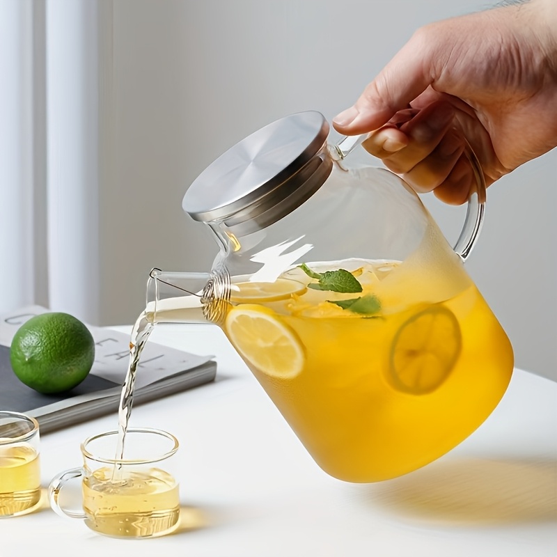 TEMU A Large-capacity Stainless Steel Kettle With A Lid, Perfect For Restaurants, Home Use, And . Used As A Juice Jug, Milk Jug, Herbal Tea Pitcher,