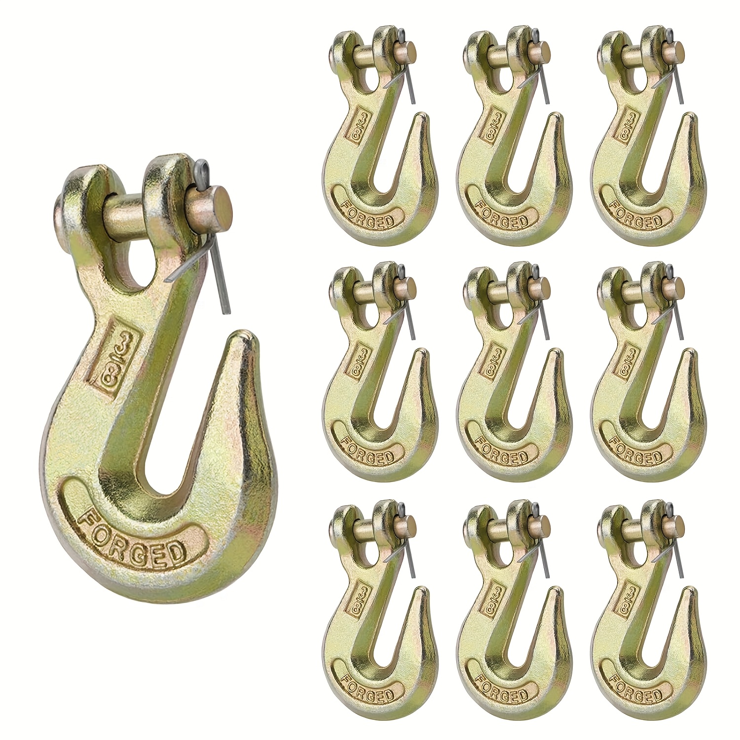 TEMU 10 Pack 3/8" Clevis Grab Hooks, Tow Hook Grade 70 Steel 6600 Lbs Wll For Truck Trailer Tow Chain Transport