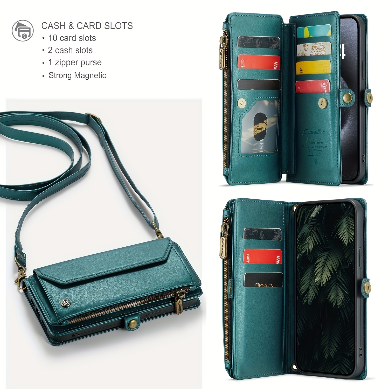 Wallet Phone Case Support Wireless Charging with Blocking Card Holder, Flip Folio Book Faux Leather Protective Phone Cover for iPhone 16e/16/11/12/13/14/15 Pro Max/15 Plus/13 Mini/7/8 Plus/SE 2022/SE 2020 - Image 139