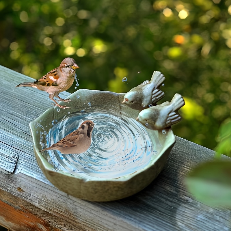 

Ceramic Birdbath With - Decorative Resin Garden Feeder For , & More - Yard, Patio, Balcony Decor - Handcrafted Outdoor Wild Bird Bath & Squirrel Feeder, No Electricity Needed, Bird Accessories