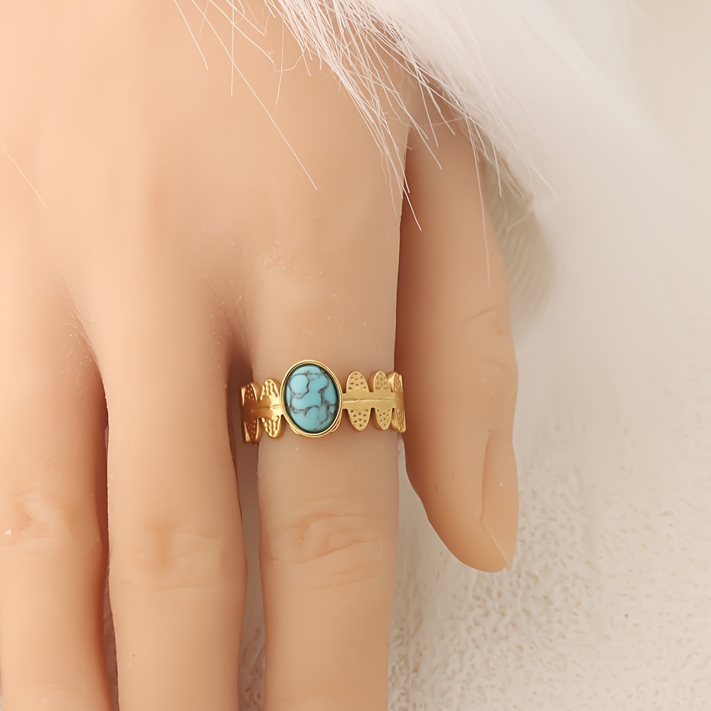 TEMU 1pc European And American -border Fashion Stainless Steel Stone-set Adjustable Ring, Elegant Personality Vacation Finger Ring