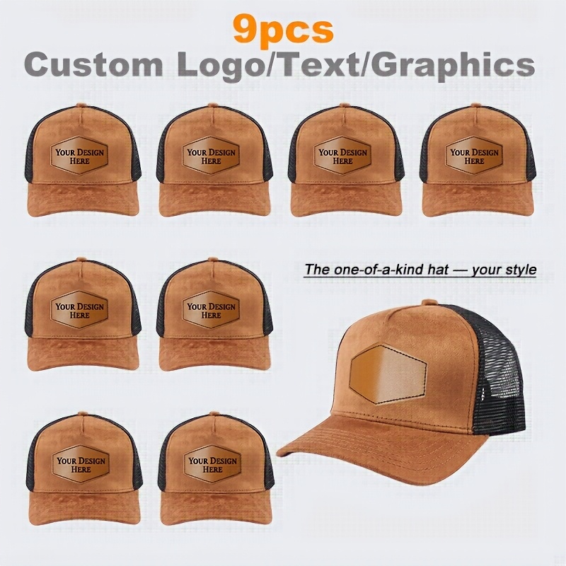 TEMU 9 Pack Blank Patches , Mesh Back Adjustable Baseball Caps, Unisex Adult Bulk Custom Headwear