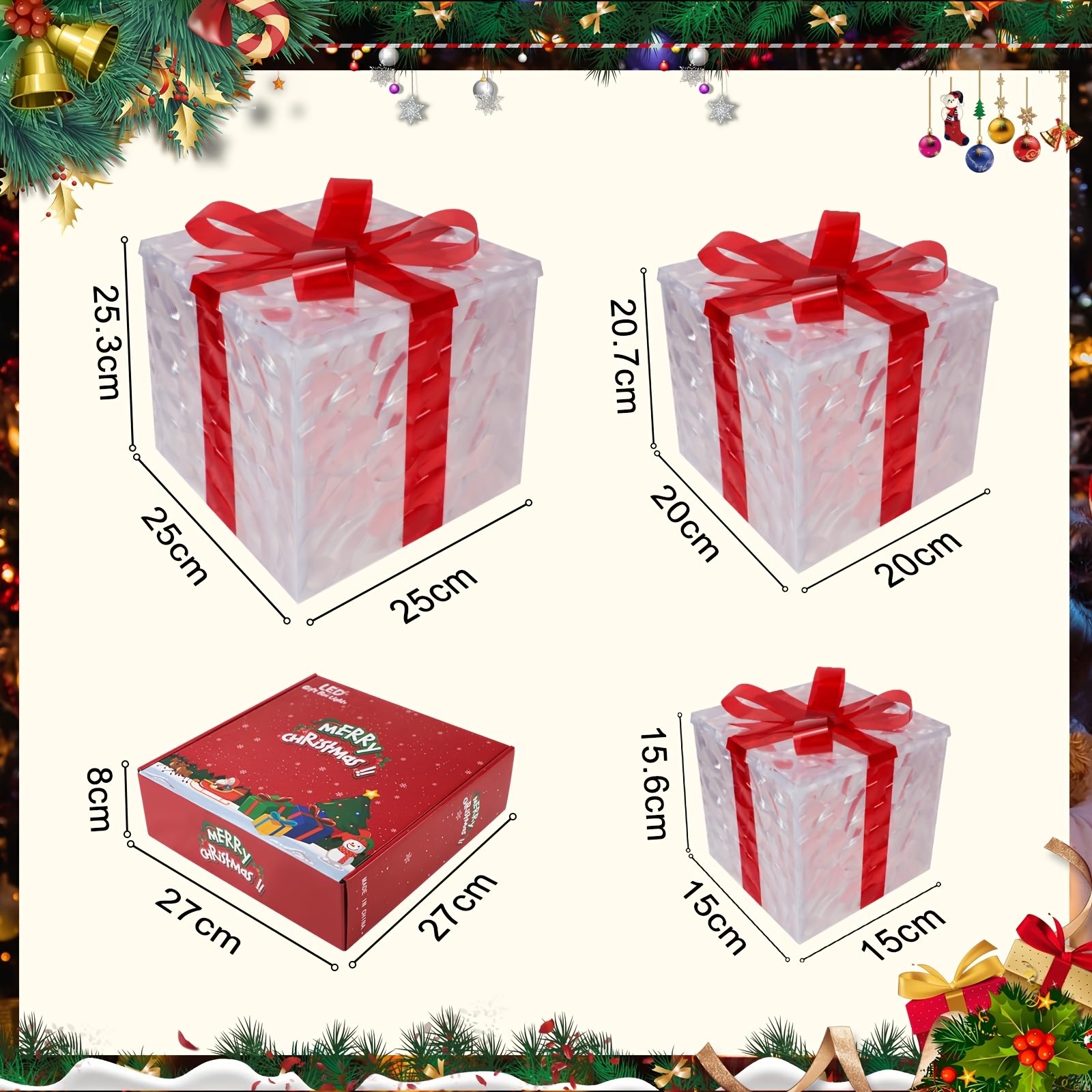 Image of Gift For Her/him Christmas Gift Christmas Decor Christmas Gift Box Christmas Decoration Gift Box Under Christmas Tree Festive Decor Gift Box Christmas Present 3x