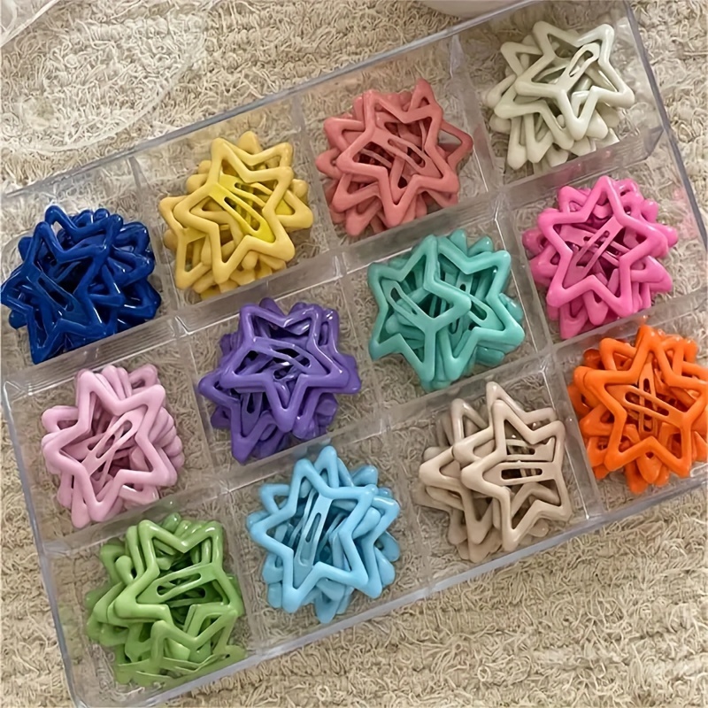 

10/20pcs Colorful Hollow Out Star Shaped Hair Side Clips Cute Hair Fringe Clips Trendy Hair Barrettes For Women And Daily Use Gifts For Eid